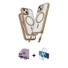MARSİLYAN™- iPhone 14 Kılıf Atlas Doku Koleksiyonu - Siyah 3D Antistatik Cam Ekran Koruyucu + Raze Metal Kamera Lens - MR