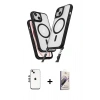 MARSİLYAN™- iPhone 14 Kılıf Atlas Doku Koleksiyonu - Siyah Bilvis 3D Mat Cam Ekran Koruyucu + Shine Kamera Lens - GS