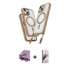 MARSİLYAN™- iPhone 14 Kılıf Atlas Doku Koleksiyonu - Siyah Bilvis 3D Mat Cam Ekran Koruyucu + Raze Metal Kamera Lens - KI