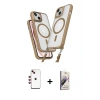 MARSİLYAN™- iPhone 14 Kılıf Atlas Doku Koleksiyonu - Siyah Bilvis 3D Mat Cam Ekran Koruyucu + Shine Kamera Lens - KI