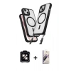 MARSİLYAN™- iPhone 14 Kılıf Atlas Doku Koleksiyonu - Siyah Bilvis 3D Mat Cam Ekran Koruyucu + PVD Metal Kamera Lens - TU