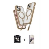 MARSİLYAN™- iPhone 14 Kılıf Atlas Doku Koleksiyonu - Siyah Bilvis 3D Mat Cam Ekran Koruyucu + PVD Metal Kamera Lens - TU