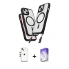 MARSİLYAN™- iPhone 14 Kılıf Atlas Doku Koleksiyonu - Siyah Bilvis 5in1 3D Magic Cam Ekran Koruyucu + Shine Kamera Lens - GS