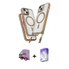 MARSİLYAN™- iPhone 14 Kılıf Atlas Doku Koleksiyonu - Siyah Bilvis 5in1 3D Magic Cam Ekran Koruyucu + Raze Metal Kamera Lens - KI