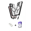 MARSİLYAN™- iPhone 14 Kılıf Atlas Doku Koleksiyonu - Siyah Bilvis 5in1 3D Magic Cam Ekran Koruyucu + Diamond Kamera Lens - PE