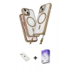 MARSİLYAN™- iPhone 14 Kılıf Atlas Doku Koleksiyonu - Siyah Bilvis 5in1 3D Magic Cam Ekran Koruyucu + Diamond Kamera Lens - PE