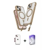 MARSİLYAN™- iPhone 14 Kılıf Atlas Doku Koleksiyonu - Siyah Bilvis 5in1 3D Magic Cam Ekran Koruyucu + Shine Kamera Lens - KI