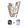 MARSİLYAN™- iPhone 14 Kılıf Atlas Doku Koleksiyonu - Siyah Bilvis 5in1 3D Magic Cam Ekran Koruyucu + PVD Metal Kamera Lens - SH