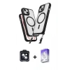 MARSİLYAN™- iPhone 14 Kılıf Atlas Doku Koleksiyonu - Siyah Bilvis 5in1 3D Magic Cam Ekran Koruyucu + PVD Metal Kamera Lens - SH