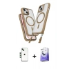 MARSİLYAN™- iPhone 14 Kılıf Atlas Doku Koleksiyonu - Siyah Bilvis 5in1 5D Magic Hayalet Cam Ekran Koruyucu + Shine Kamera Lens - YL