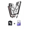 MARSİLYAN™- iPhone 14 Kılıf Atlas Doku Koleksiyonu - Siyah Bilvis 5in1 5D Magic Hayalet Cam Ekran Koruyucu + PVD Metal Kamera Lens - YL