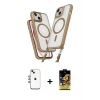MARSİLYAN™- iPhone 14 Kılıf Atlas Doku Koleksiyonu - Siyah Buffer Cam Ekran Koruyucu + Shine Kamera Lens - GI
