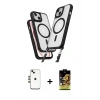 MARSİLYAN™- iPhone 14 Kılıf Atlas Doku Koleksiyonu - Siyah Buffer Cam Ekran Koruyucu + Shine Kamera Lens - GD