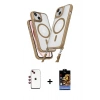 MARSİLYAN™- iPhone 14 Kılıf Atlas Doku Koleksiyonu - Siyah Buffer Hayalet Cam Ekran Koruyucu + Shine Kamera Lens - KI