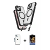 MARSİLYAN™- iPhone 14 Kılıf Atlas Doku Koleksiyonu - Siyah Buffer Hayalet Cam Ekran Koruyucu + Shine Kamera Lens - MI