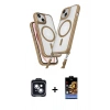 MARSİLYAN™- iPhone 14 Kılıf Atlas Doku Koleksiyonu - Siyah Buffer Hayalet Cam Ekran Koruyucu + Siyah PVD Metal Kamera Lens