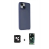 MARSİLYAN™- iPhone 14 Kılıf Atlas Form - Şeffaf 360 Full Body Arka Koruyucu + PVD Metal Kamera Lens - PE
