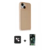 MARSİLYAN™- iPhone 14 Kılıf Atlas Form - Şeffaf 360 Full Body Arka Koruyucu + PVD Metal Kamera Lens - PE