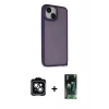 MARSİLYAN™- iPhone 14 Kılıf Atlas Form - Şeffaf 360 Full Body Arka Koruyucu + PVD Metal Kamera Lens - YL