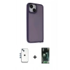 MARSİLYAN™- iPhone 14 Kılıf Atlas Form - Şeffaf 360 Full Body Arka Koruyucu + Shine Kamera Lens - MI
