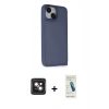 MARSİLYAN™- iPhone 14 Kılıf Atlas Form - Şeffaf Pasifik Cam Ekran Koruyucu + PVD Metal Kamera Lens - PE