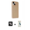 MARSİLYAN™- iPhone 14 Kılıf Atlas Form - Şeffaf Pasifik Cam Ekran Koruyucu + PVD Metal Kamera Lens - PE