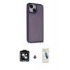 MARSİLYAN™- iPhone 14 Kılıf Atlas Form - Şeffaf Pasifik Cam Ekran Koruyucu + PVD Metal Kamera Lens - YL