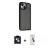 MARSİLYAN™- iPhone 14 Kılıf Atlas Form - Şeffaf Pasifik Cam Ekran Koruyucu + PVD Metal Kamera Lens - YL
