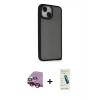 MARSİLYAN™- iPhone 14 Kılıf Atlas Form - Şeffaf Pasifik Cam Ekran Koruyucu + Raze Metal Kamera Lens - KI