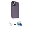MARSİLYAN™- iPhone 14 Kılıf Atlas Form - Siyah 3D Antistatik Cam Ekran Koruyucu + Diamond Kamera Lens - KI