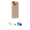 MARSİLYAN™- iPhone 14 Kılıf Atlas Form - Siyah 3D Antistatik Cam Ekran Koruyucu + Diamond Kamera Lens - KI