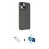MARSİLYAN™- iPhone 14 Kılıf Atlas Form - Siyah 3D Antistatik Cam Ekran Koruyucu + Diamond Kamera Lens - SABE