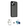 MARSİLYAN™- iPhone 14 Kılıf Atlas Form - Siyah 3D Antistatik Cam Ekran Koruyucu + Shine Kamera Lens - GD