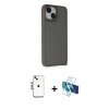 MARSİLYAN™- iPhone 14 Kılıf Atlas Form - Siyah 3D Antistatik Cam Ekran Koruyucu + Shine Kamera Lens - GS
