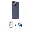 MARSİLYAN™- iPhone 14 Kılıf Atlas Form - Siyah 3D Antistatik Cam Ekran Koruyucu + Shine Kamera Lens - KI