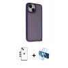MARSİLYAN™- iPhone 14 Kılıf Atlas Form - Siyah 3D Antistatik Cam Ekran Koruyucu + Shine Kamera Lens - KI