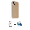 MARSİLYAN™- iPhone 14 Kılıf Atlas Form - Siyah 3D Antistatik Cam Ekran Koruyucu + Shine Kamera Lens - KI