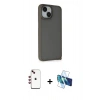 MARSİLYAN™- iPhone 14 Kılıf Atlas Form - Siyah 3D Antistatik Cam Ekran Koruyucu + Shine Kamera Lens - KI
