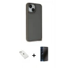 MARSİLYAN™- iPhone 14 Kılıf Atlas Form - Siyah 3D Antistatik Hayalet Cam Ekran Koruyucu + Diamond Kamera Lens - PE