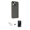 MARSİLYAN™- iPhone 14 Kılıf Atlas Form - Siyah 3D Antistatik Hayalet Cam Ekran Koruyucu + Diamond Kamera Lens - YL
