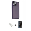 MARSİLYAN™- iPhone 14 Kılıf Atlas Form - Siyah 3D Antistatik Hayalet Cam Ekran Koruyucu + Diamond Kamera Lens - YL