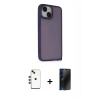 MARSİLYAN™- iPhone 14 Kılıf Atlas Form - Siyah 3D Antistatik Hayalet Cam Ekran Koruyucu + Shine Kamera Lens - KI