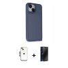 MARSİLYAN™- iPhone 14 Kılıf Atlas Form - Siyah 3D Antistatik Hayalet Cam Ekran Koruyucu + Shine Kamera Lens - GD
