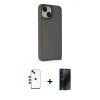 MARSİLYAN™- iPhone 14 Kılıf Atlas Form - Siyah 3D Antistatik Hayalet Cam Ekran Koruyucu + Shine Kamera Lens - KI