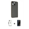 MARSİLYAN™- iPhone 14 Kılıf Atlas Form - Siyah 3D Antistatik Hayalet Cam Ekran Koruyucu + Shine Kamera Lens - GI