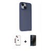 MARSİLYAN™- iPhone 14 Kılıf Atlas Form - Siyah 3D Antistatik Hayalet Cam Ekran Koruyucu + Shine Kamera Lens - KI