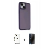 MARSİLYAN™- iPhone 14 Kılıf Atlas Form - Siyah 3D Antistatik Hayalet Cam Ekran Koruyucu + Shine Kamera Lens - GD