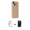 MARSİLYAN™- iPhone 14 Kılıf Atlas Form - Siyah 3D Antistatik Hayalet Cam Ekran Koruyucu + Shine Kamera Lens - KI