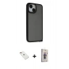 MARSİLYAN™- iPhone 14 Kılıf Atlas Form - Siyah Bilvis 3D Cam Ekran Koruyucu + Diamond Kamera Lens - KI