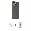 MARSİLYAN™- iPhone 14 Kılıf Atlas Form - Siyah Bilvis 3D Cam Ekran Koruyucu + Diamond Kamera Lens - KI